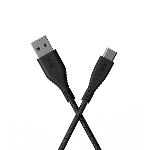 Boat A325 Usb A To Usb Type C Fast Charging Cable 1.5 Meter Black 3a Braided Nylon Data Cable