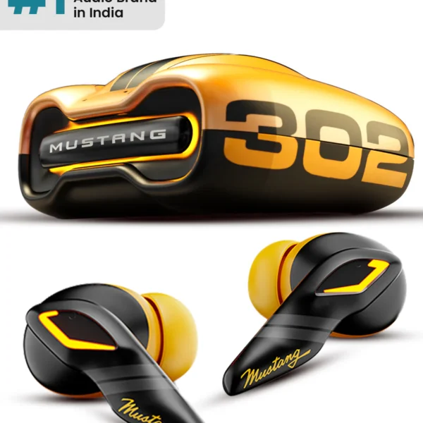 Goboult Mustang Torq Tws Earbuds With 13mm Driver, Bluetooth 5.4, 45ms Low Latency – Yellow